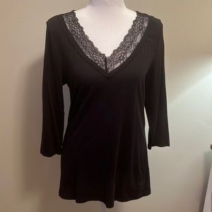 NEW Black lace Vneck Top - Medium